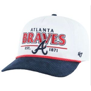 ‘47 MLB Atlanta Braves Corduroy Alpha Rustic Snapback Hat White One Size